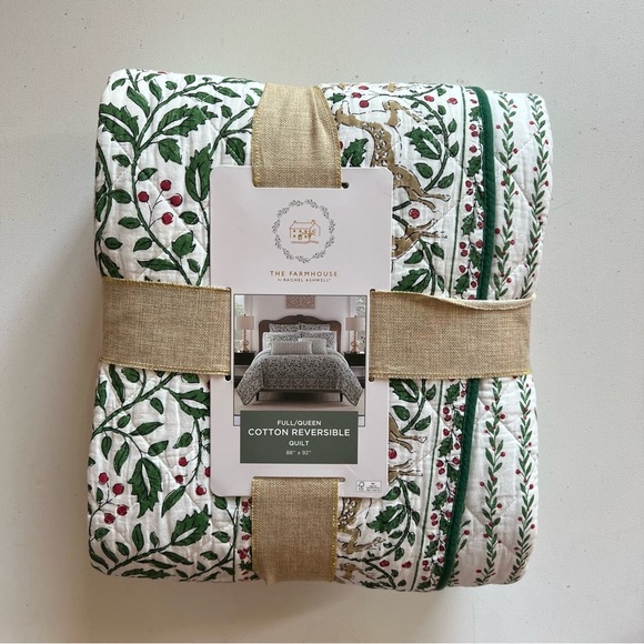 NWT The Farmhouse Rachel Ashwell Reindeer quilt - Picture 1 of 7